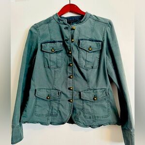 WHBM teal military style jacket. Gently worn. Sz12